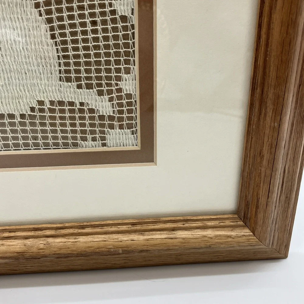 Vtg. Framed Doily‎ Scottie Dog Scottish Terrier Butterfly Flower Wall Hanging